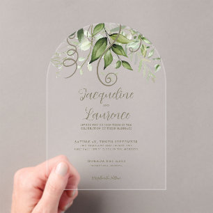Lush Tropical Greenery Wedding Arch Acrylic Invitations