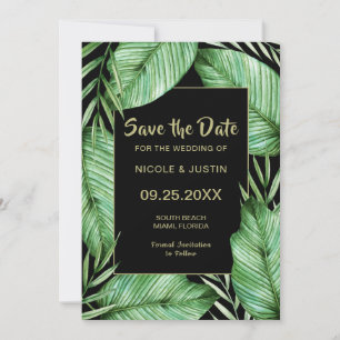 Lush Tropical Greenery Wedding Save the Date