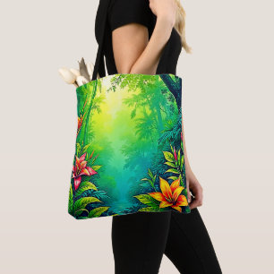 Lush Tropical Jungle Oasis Design Tote Bag