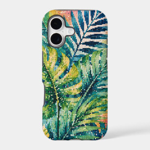 Lush Tropical Leaves Geometric Style Botanical Art