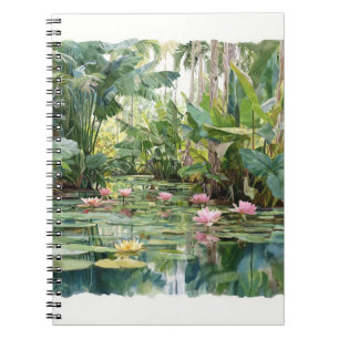 Lush Tropical Lily Pond Botanical Art Notebook