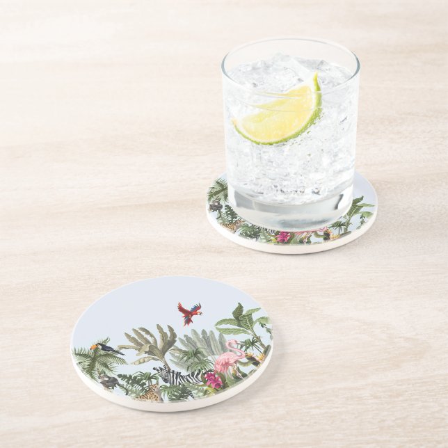 Lush Tropical Round Coaster Set - Jungle Cactus (Side)