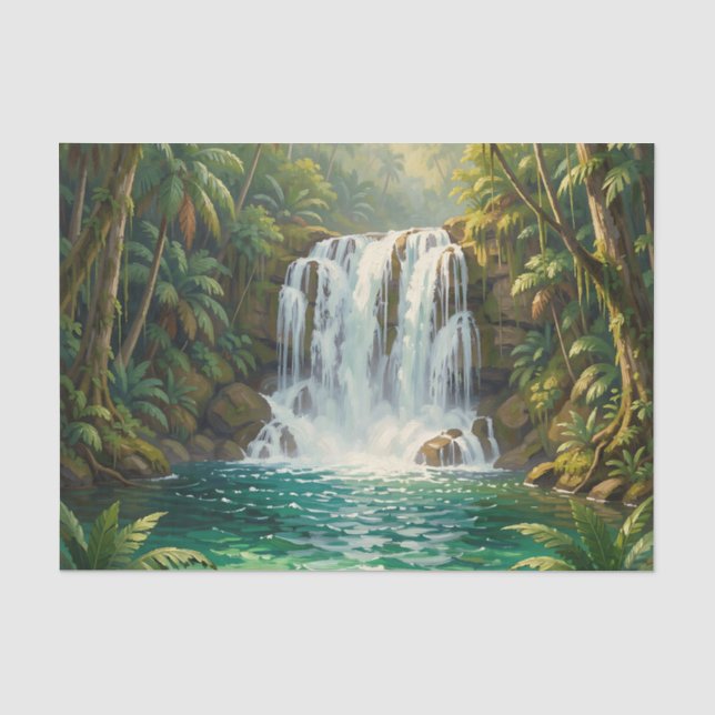 Lush Tropical Waterfall Oasis Tissue Paper (Front)