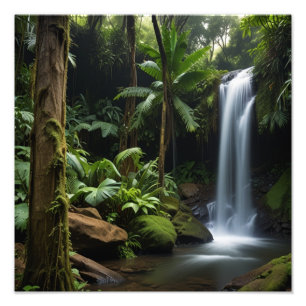 Lush Tropical Waterfall Photo Print