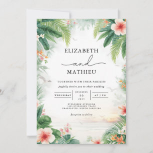 Lush Verdant Tropical Arch Wedding Invitation