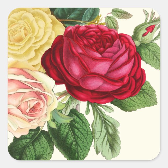 Lush Vintage Floral ID225 Square Sticker (Front)