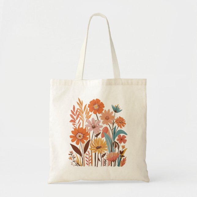  Lush Watercolor Floral Bouquet Tote Bag (Front)