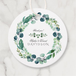 Lush Watercolour Eucalyptus Greenery Wedding Favour Tags
