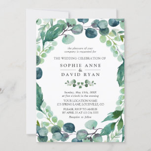 Lush Watercolour Eucalyptus Greenery Wedding Invitation