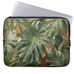 Lush Wet Monstera Leaves Ferns Tropical Jungle  Laptop Sleeve