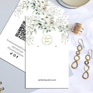Lush White Flowers Earring Display Business Business Card