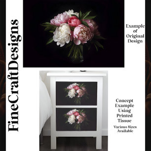 Lush White Pink Peony Floral Bouquet G9 Decoupage  Tissue Paper