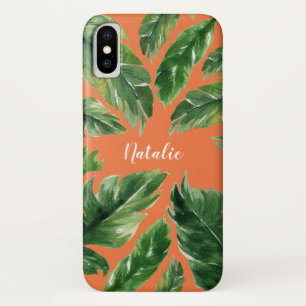 Lushious green tropical leaf modern botanical iPhone x case