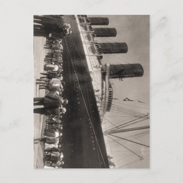 Lusitania Arrives New York City 1907 Postcard (Front)