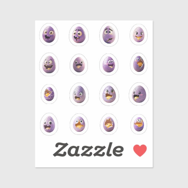 Lustic Chibi Easter eggs stickers - 16 pieces (Sheet)