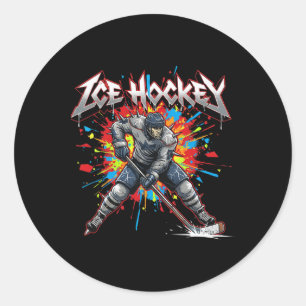 Lustig Eis-hockey Spieler Berg Team Crew Spruch Ei Classic Round Sticker