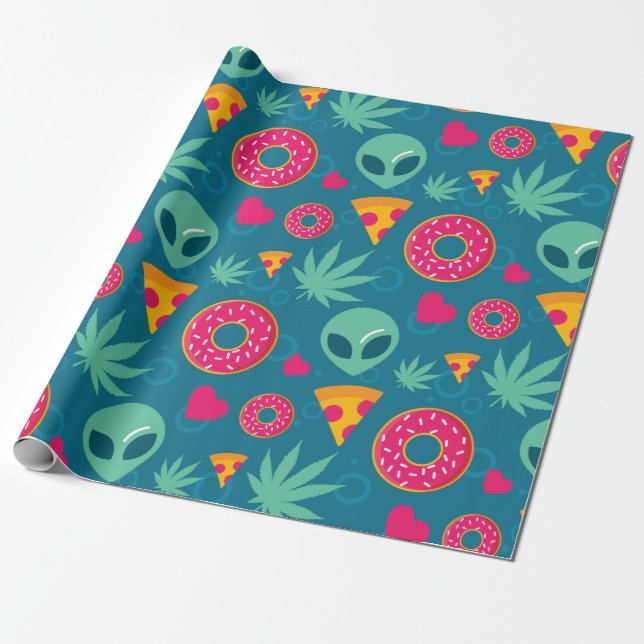 Lustige Alien Hanf Wrapping Paper (Unrolled)