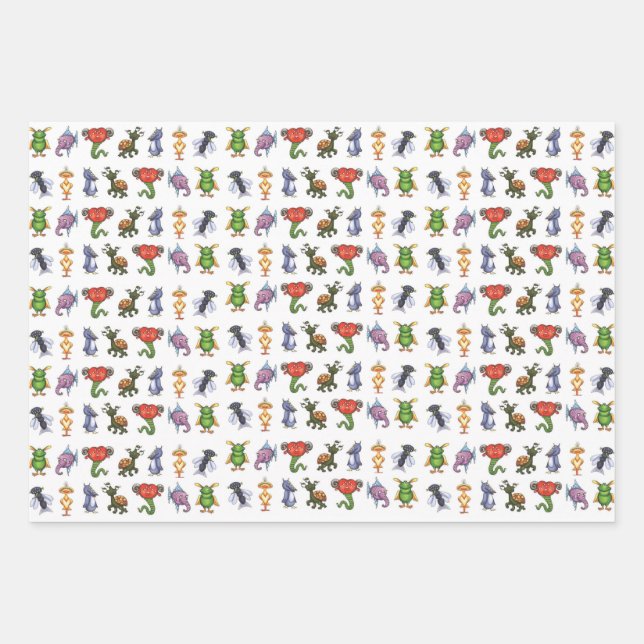 Lustige Monster Wrapping Paper Sheet (Front 3)