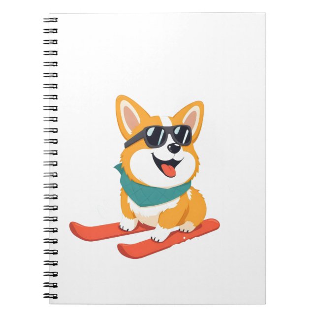 Lustiger Corgi on skis Notebook (Front)