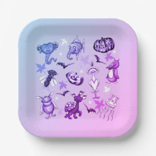 Lustiges Monster für Halloween  Paper Plate