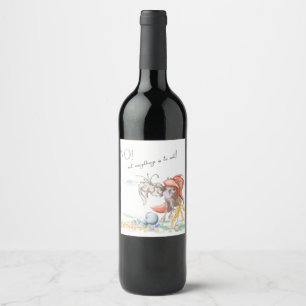 Lustiges Oster-Weinetikett mit Pony & Hase  Wine Label