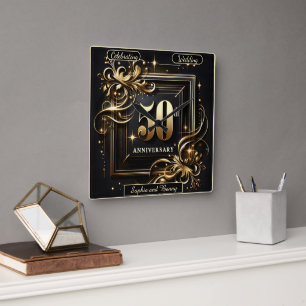 Lustrous Gold: 50-Year Celebration Square Wall Clock