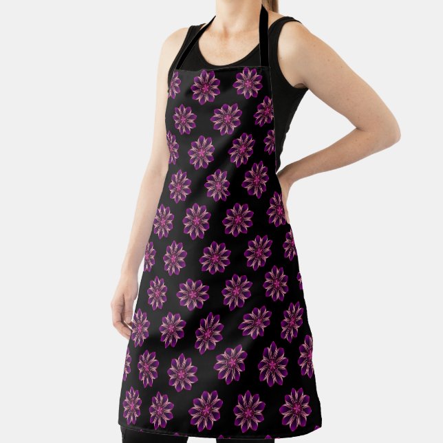 Lustrous Purple Pink Flower Apron (Insitu)