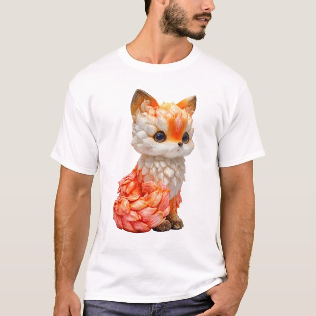 Lustrous Sculpted Flame Fox Men T-Shirt (Front)