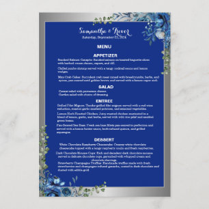 Lustrous Silver, Blue Azure Dreams Dinner Menu