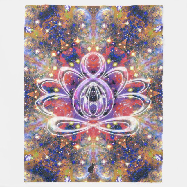 Lustrous Zen Lotus Fleece Blanket (Front)