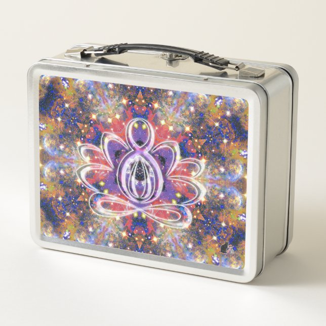 Lustrous Zen Lotus Metal Lunch Box (Back)