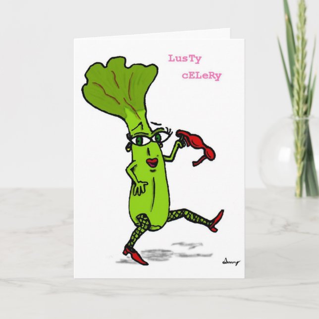 Lusty Celery Greeting Card (Front)