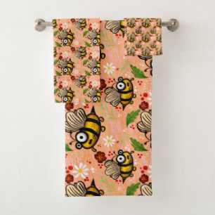 Lusy bee - tender orange dishcloth bath towel set