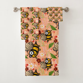 Lusy bee - tender orange dishcloth bath towel set