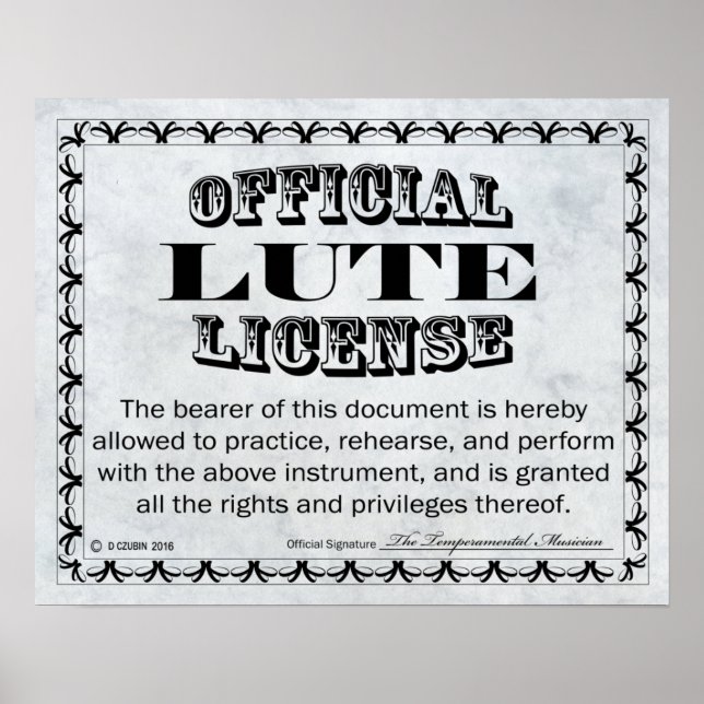 Lute License Poster (Front)
