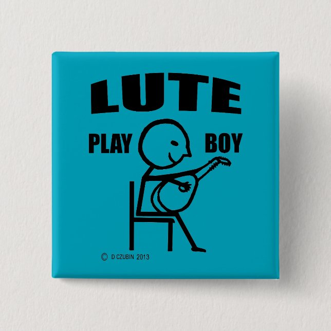 Lute Play Boy 15 Cm Square Badge (Front)