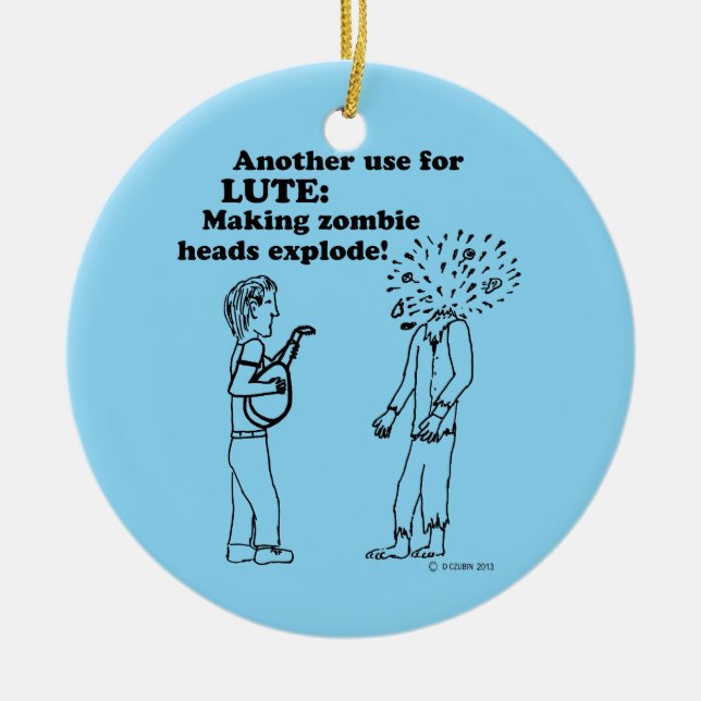 Lute Zombie Explode Ceramic Ornament (Front)