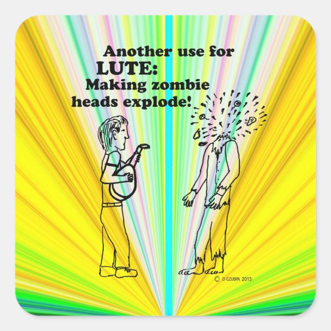 Lute Zombie Explode Square Sticker (Front)