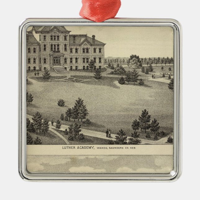 Luther Academy, Nebraska Metal Tree Decoration (Front)