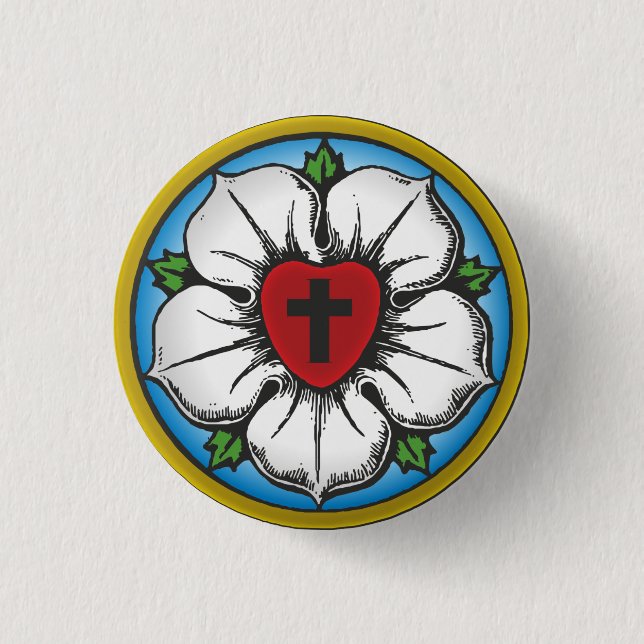 Lutheran Rose 3 Cm Round Badge (Front)