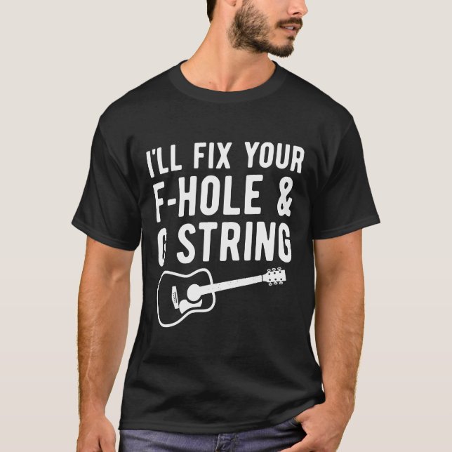 Luthier Guitar Builder F Hole G String Instrument T-Shirt (Front)