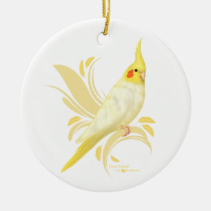 Lutino Cockatiel Ceramic Tree Decoration