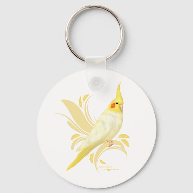 Lutino Cockatiel Key Ring (Front)