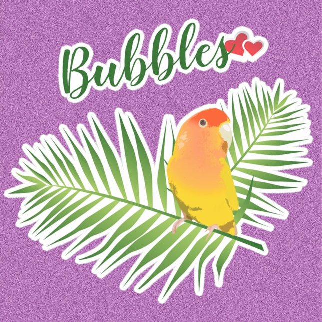 Lutino Peachfaced Lovebird Pet Bird Love Cute Name (Lutino Peachfaced Lovebird sticker personalized for pet bird lovers. Add any name!)