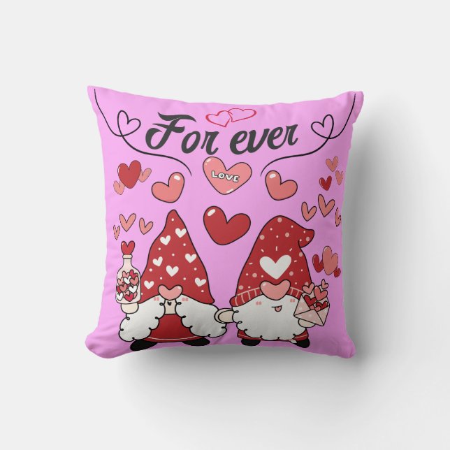 Lutins Amoureux For Ever 2 message d'amour rose Cushion (Front)