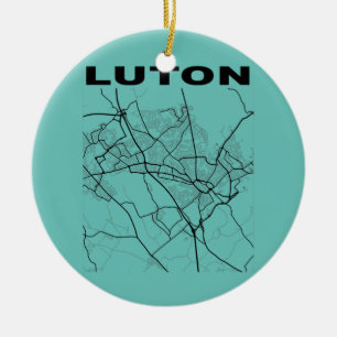 Luton City Street Map United Kingdom Souvenir  Ceramic Ornament