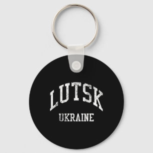 Lutsk Ukraine Retro 70s College Sports Style Key Ring