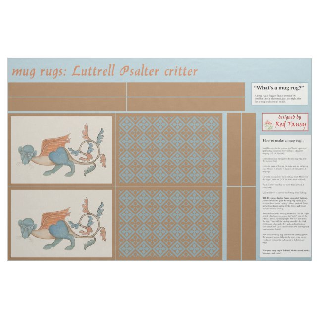 Luttrell Psalter Critter DIY Mug Rugs Fabric (Fat Quarter)