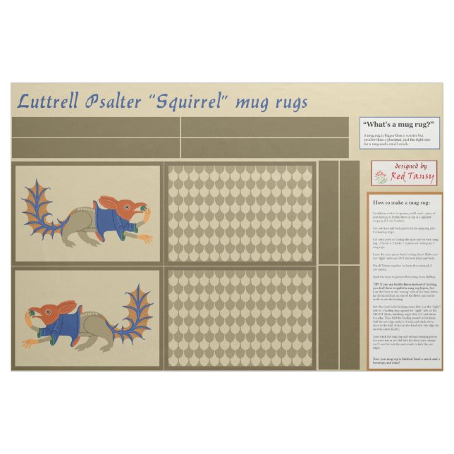 Luttrell Psalter "Squirrel" DIY Mug Rugs Fabric (Fat Quarter)