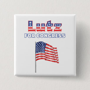 Lutz for Congress Patriotic American Flag Design 15 Cm Square Badge